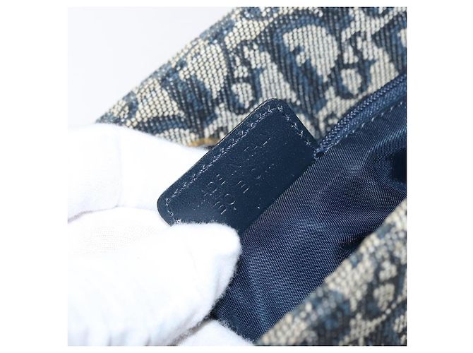 Christian Dior Trotter Canvas Hand Bag Navy Gold - vista 12