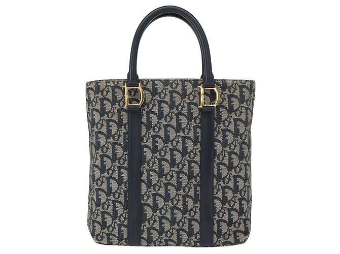 Christian Dior Trotter Canvas Hand Bag Navy Gold - vista 13