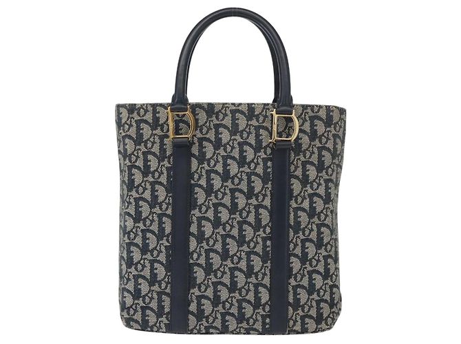 Christian Dior Trotter Canvas Hand Bag Navy Gold - vista 2