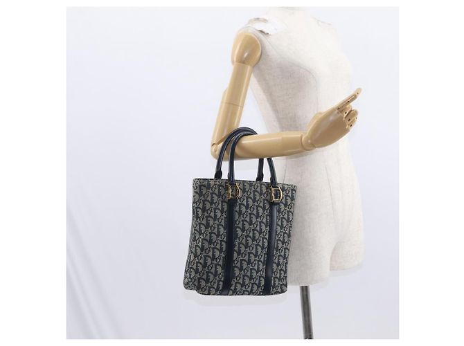 Christian Dior Trotter Canvas Hand Bag Navy Gold - vista 22