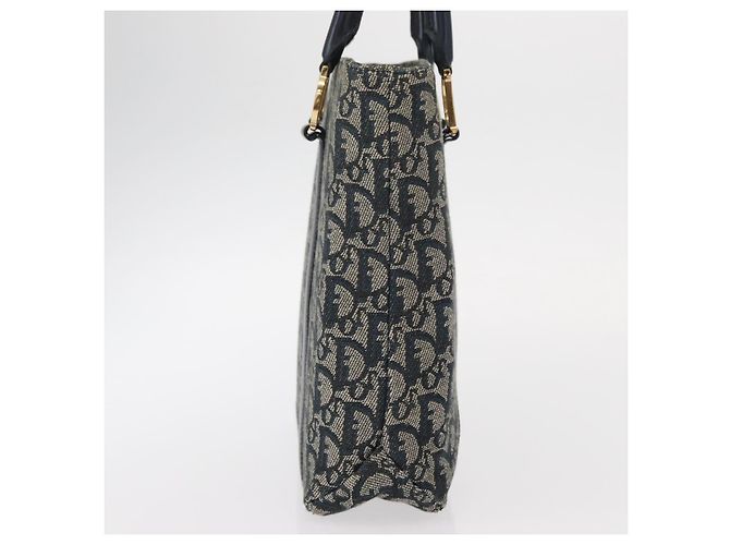 Christian Dior Trotter Canvas Hand Bag Navy Gold - vista 4
