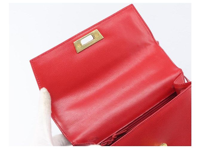 Christian Dior Hand Bag Leather 2way Red Gold - vista 22