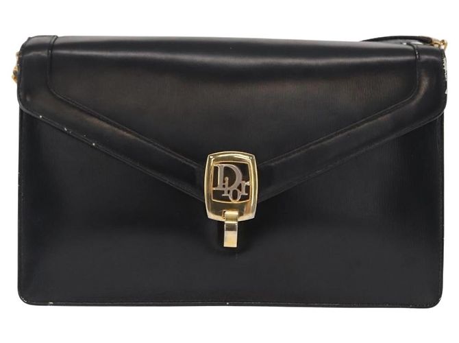 Christian Dior Shoulder Bag Leather Black Gold - vista 13