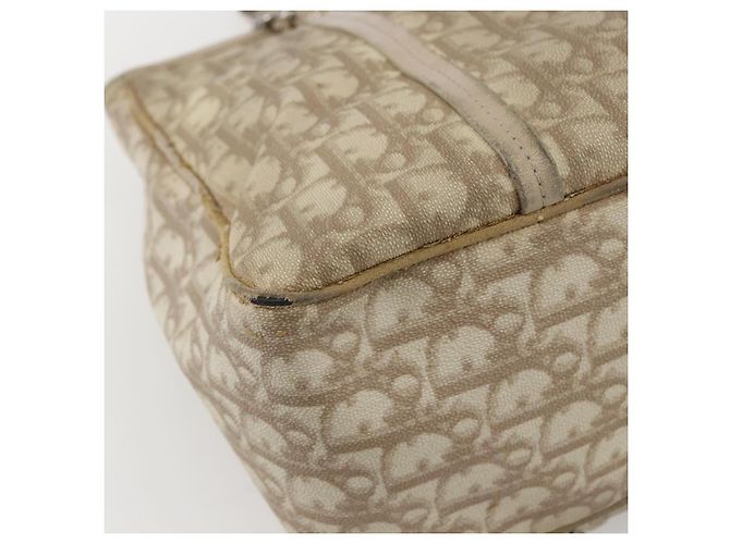 Christian Dior Trotter Canvas Romantic Hand Bag PVC Beige Silver - vista 16