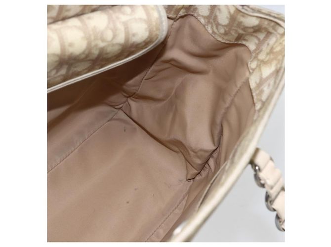 Christian Dior Trotter Canvas Romantic Hand Bag PVC Beige Silver - vista 18