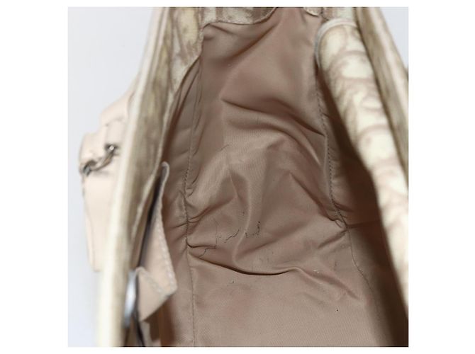 Christian Dior Trotter Canvas Romantic Hand Bag PVC Beige Silver - vista 19