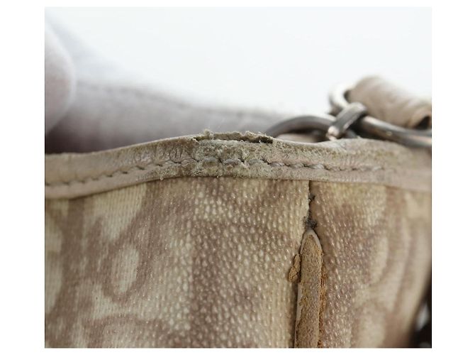 Christian Dior Trotter Canvas Romantic Hand Bag PVC Beige Silver - vista 23