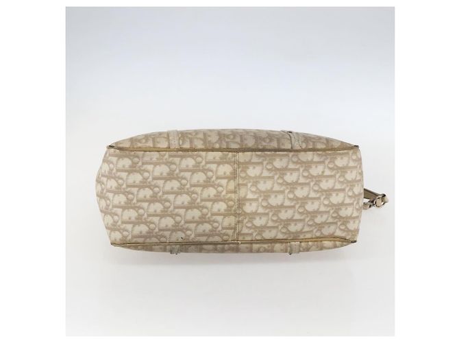 Christian Dior Trotter Canvas Romantic Hand Bag PVC Beige Silver - vista 5