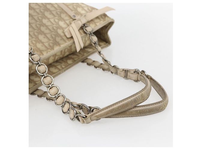 Christian Dior Trotter Canvas Romantic Hand Bag PVC Beige Silver - vista 7