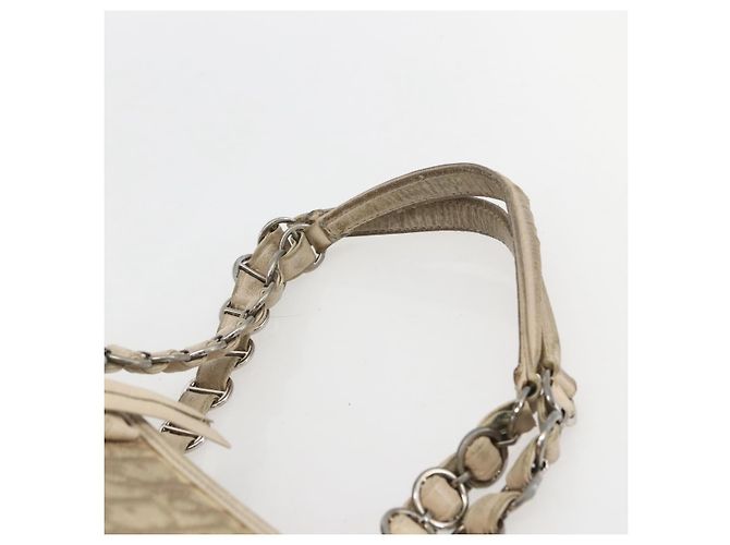 Christian Dior Trotter Canvas Romantic Hand Bag PVC Beige Silver - vista 8