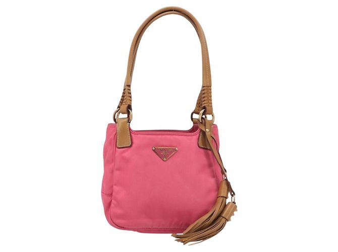 PRADA Hand Bag Nylon Pink Gold Tone - vista 13