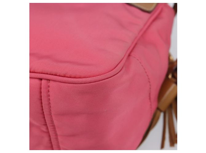 PRADA Hand Bag Nylon Pink Gold Tone - vista 14
