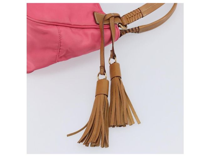 PRADA Hand Bag Nylon Pink Gold Tone - vista 18
