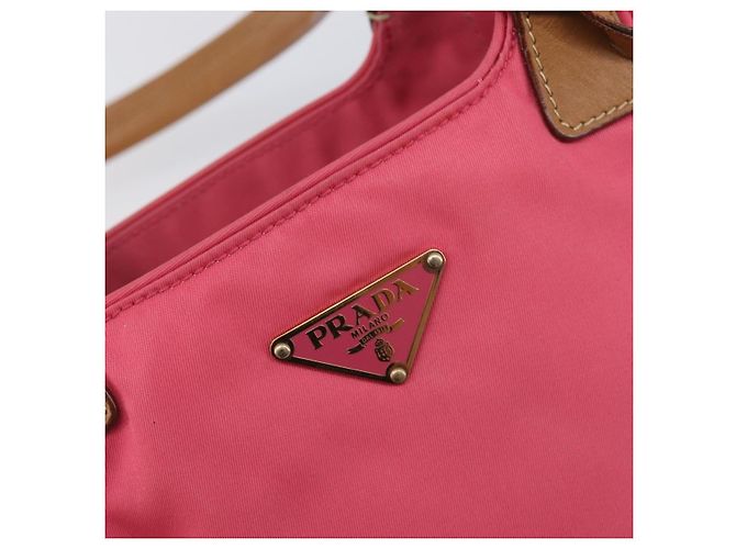 PRADA Hand Bag Nylon Pink Gold Tone - vista 19