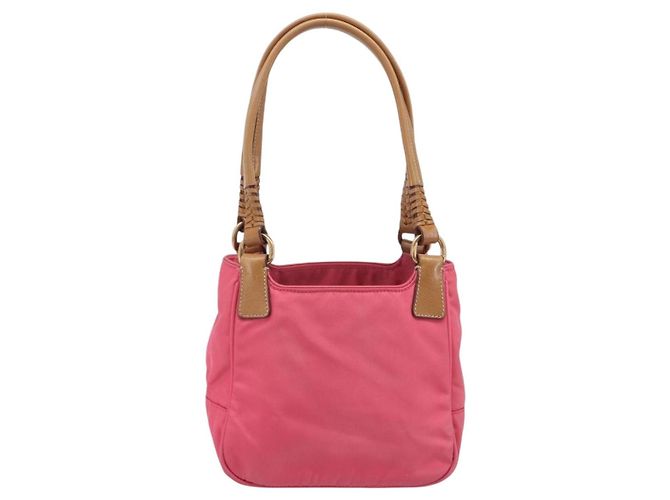 PRADA Hand Bag Nylon Pink Gold Tone - vista 2