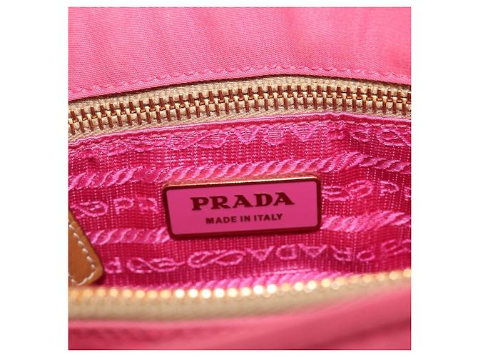 PRADA Hand Bag Nylon Pink Gold Tone - vista 21
