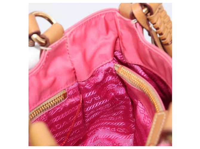 PRADA Hand Bag Nylon Pink Gold Tone - vista 22