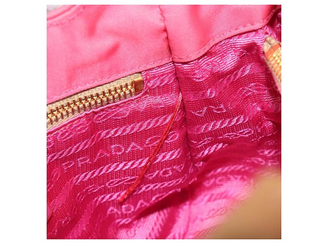 PRADA Hand Bag Nylon Pink Gold Tone - vista 23