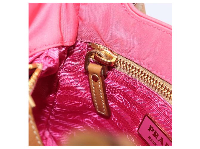 PRADA Hand Bag Nylon Pink Gold Tone - vista 25