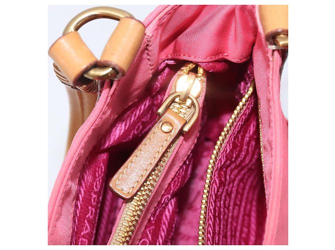 PRADA Hand Bag Nylon Pink Gold Tone - vista 27