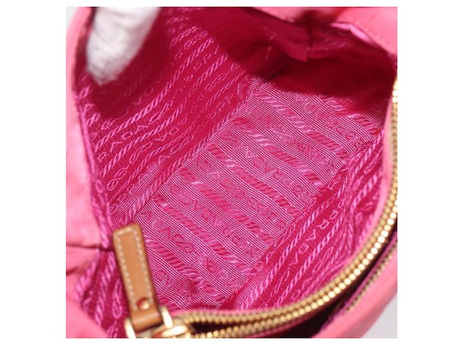 PRADA Hand Bag Nylon Pink Gold Tone - vista 29