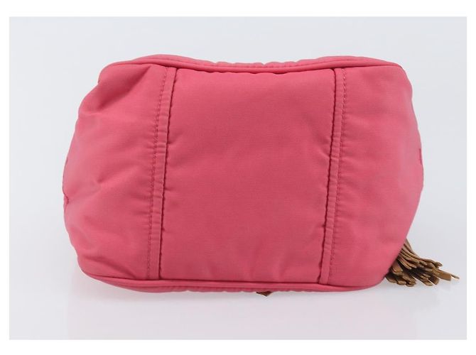 PRADA Hand Bag Nylon Pink Gold Tone - vista 5