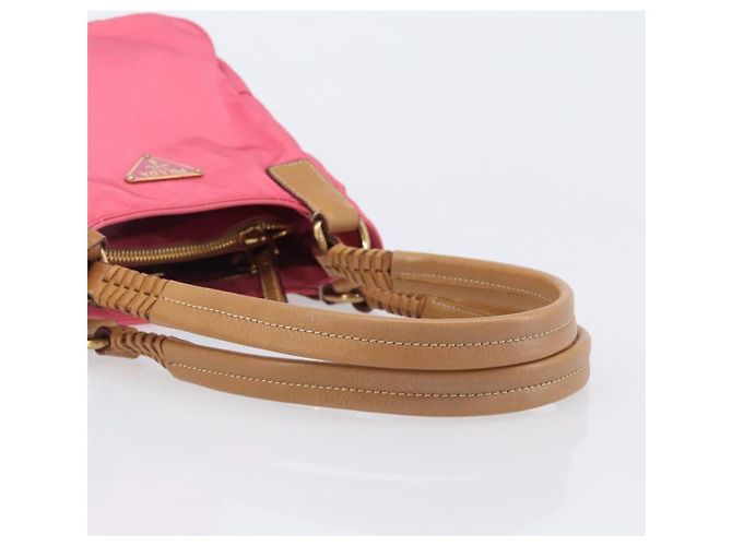 PRADA Hand Bag Nylon Pink Gold Tone - vista 7