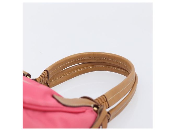 PRADA Hand Bag Nylon Pink Gold Tone - vista 8