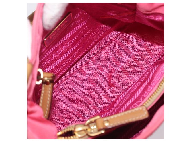 PRADA Hand Bag Nylon Pink Gold Tone - vista 9
