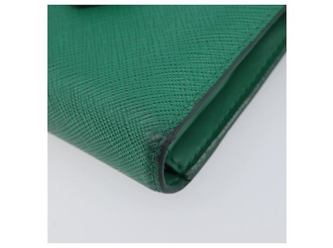 PRADA Compact Wallet Saffiano leather Green Gold Tone - vista 14