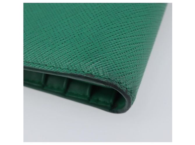 PRADA Compact Wallet Saffiano leather Green Gold Tone - vista 17