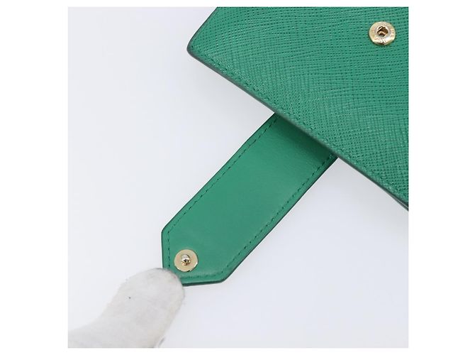 PRADA Compact Wallet Saffiano leather Green Gold Tone - vista 20