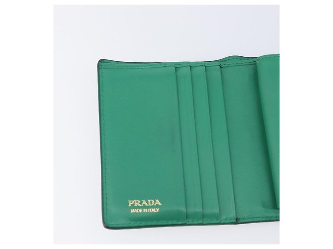 PRADA Compact Wallet Saffiano leather Green Gold Tone - vista 22