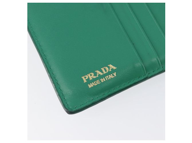 PRADA Compact Wallet Saffiano leather Green Gold Tone - vista 23