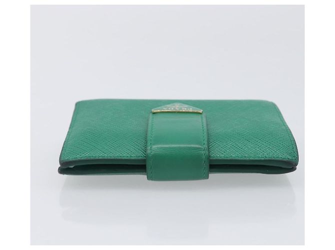 PRADA Compact Wallet Saffiano leather Green Gold Tone - vista 5