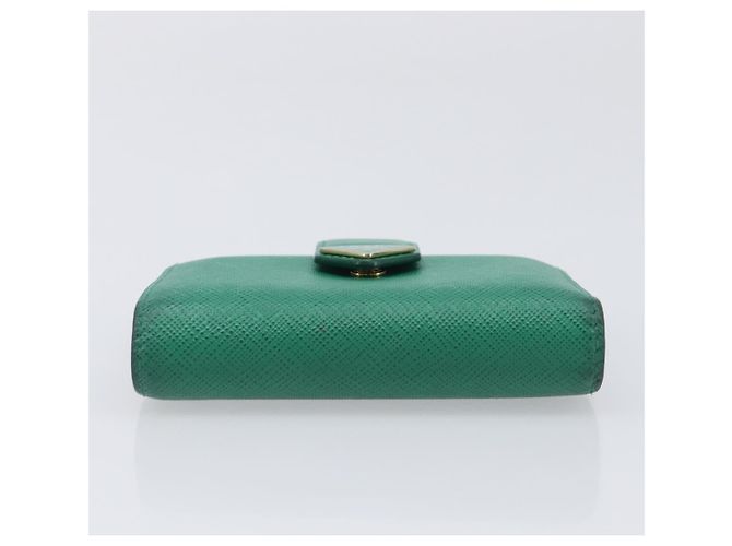 PRADA Compact Wallet Saffiano leather Green Gold Tone - vista 6