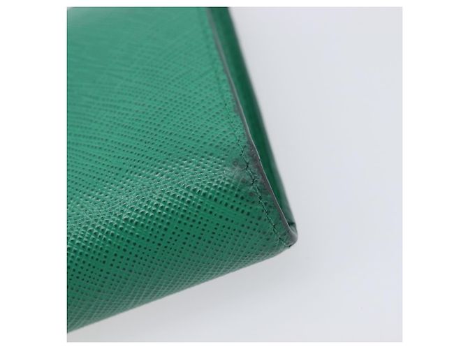 PRADA Compact Wallet Saffiano leather Green Gold Tone - vista 7