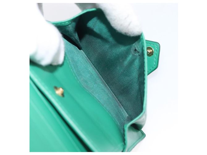 PRADA Compact Wallet Saffiano leather Green Gold Tone - vista 9