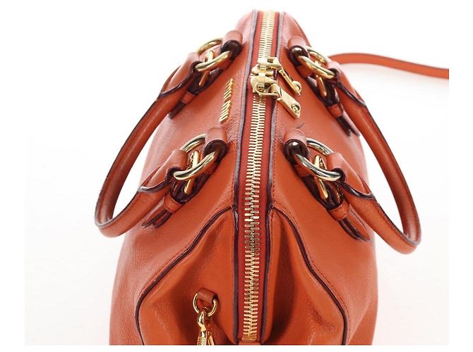 Miu Miu Hand Bag Leather 2way Orange Gold - vista 14