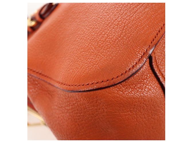 Miu Miu Hand Bag Leather 2way Orange Gold - vista 21