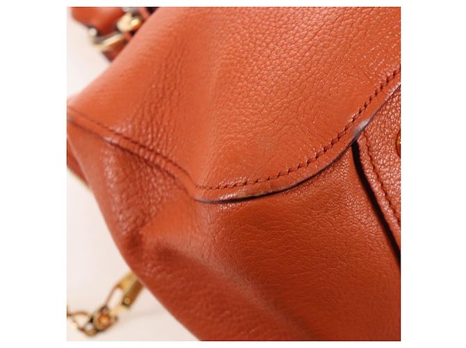 Miu Miu Hand Bag Leather 2way Orange Gold - vista 23