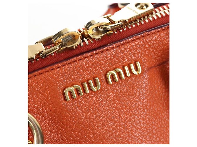 Miu Miu Hand Bag Leather 2way Orange Gold - vista 25