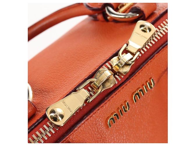 Miu Miu Hand Bag Leather 2way Orange Gold - vista 26
