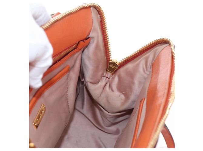 Miu Miu Hand Bag Leather 2way Orange Gold - vista 29