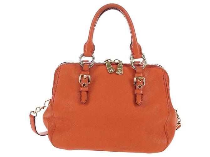 Miu Miu Hand Bag Leather 2way Orange Gold - vista 3