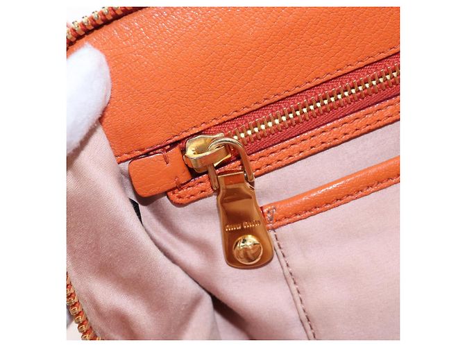 Miu Miu Hand Bag Leather 2way Orange Gold - vista 30