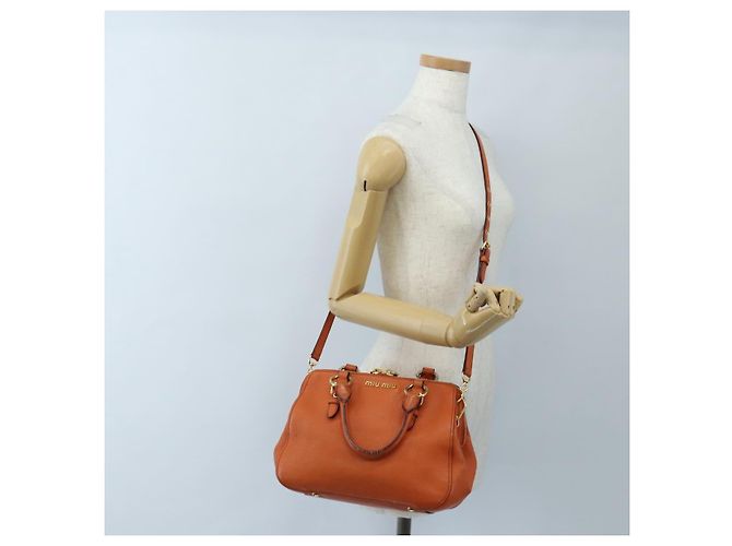 Miu Miu Hand Bag Leather 2way Orange Gold - vista 33