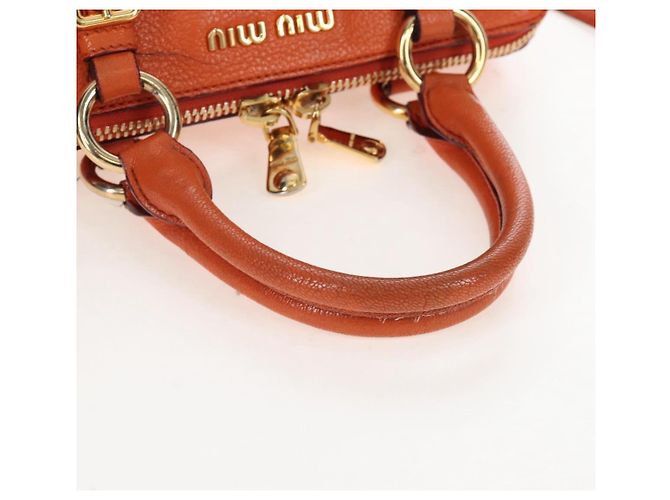 Miu Miu Hand Bag Leather 2way Orange Gold - vista 8