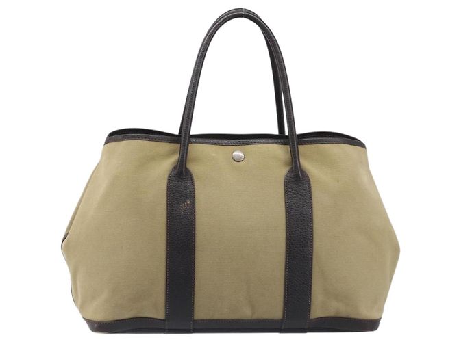 Hermès HERMES Garden Party 36 Hand Bag Canvas Beige Silver - vista 2