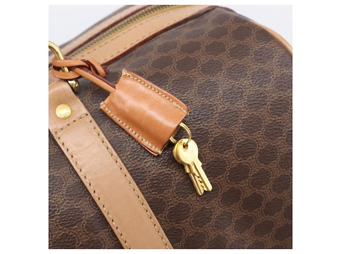 Céline CELINE Macadam Canvas Boston Bag PVC Leather Brown Gold - vista 10